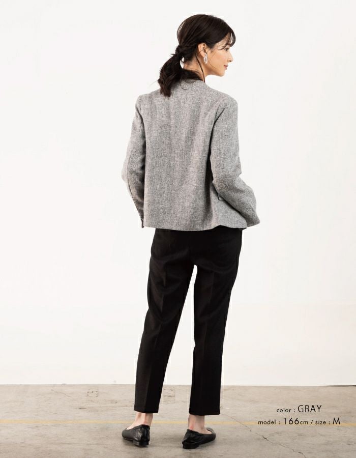 セットアップ可】ノーカラーツイードジャケット レディース M L LL