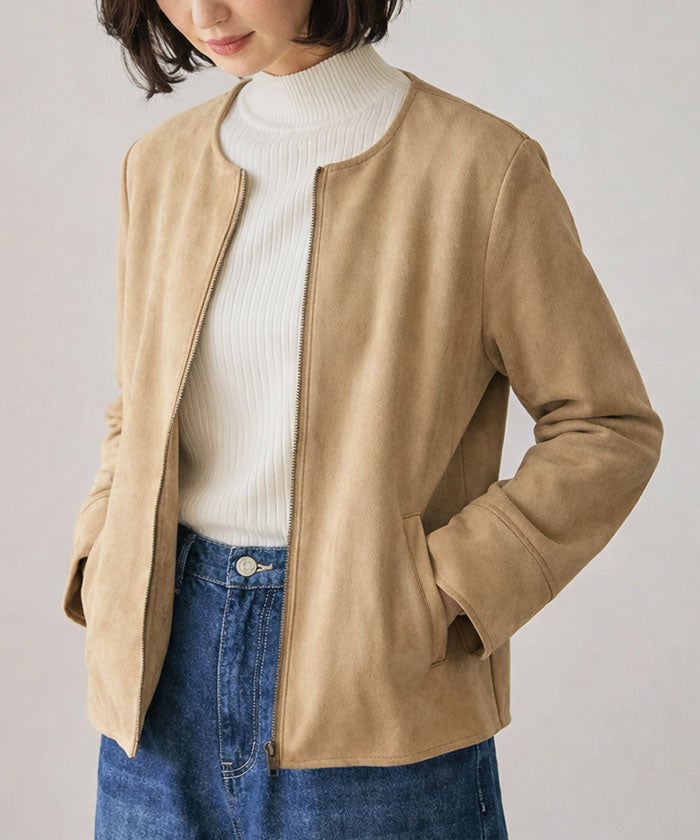 スエードタッチノーカラージャケット | アクアガレージ aquagarage
