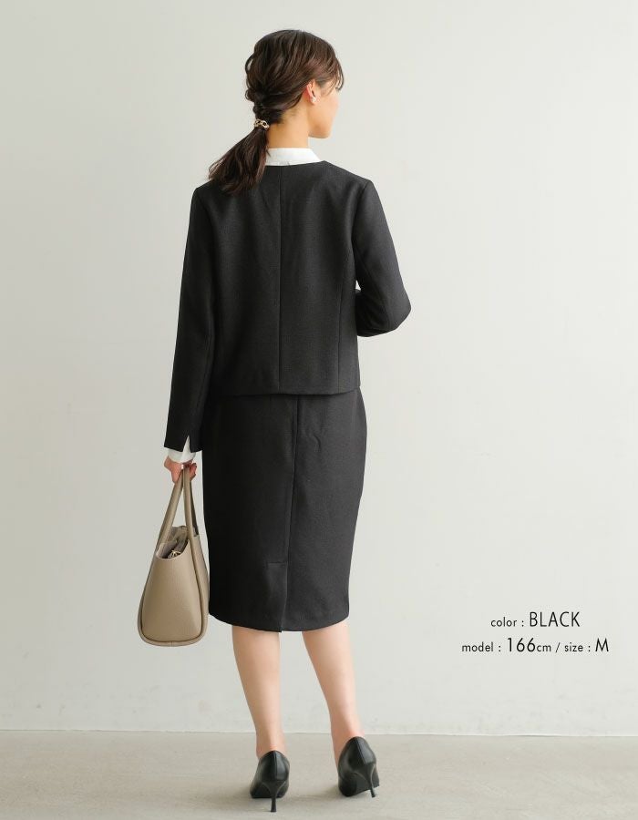 セットアップ可】ノーカラーツイードジャケット 入学式 ママスーツ