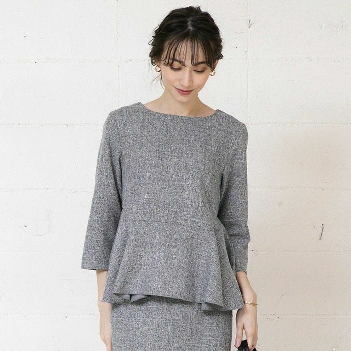 セットアップ可】ツイードペプラムトップス レディース 春 秋 冬 長袖