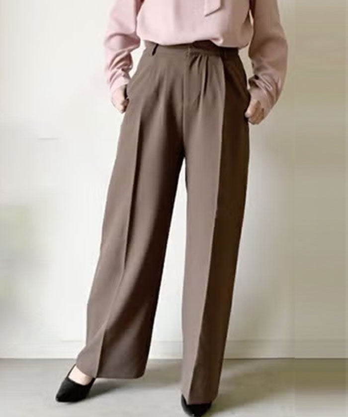 最終値下げ価格】美脚ワイドパンツ レディース M L センタープレス