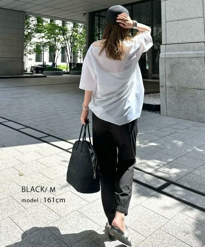 WAACWOMEN ウォーターリペレントジョガー パンツ ブラック WATER REPELLENT JOGGER PANTS/ウォーターリぺレントジョガーパンツ