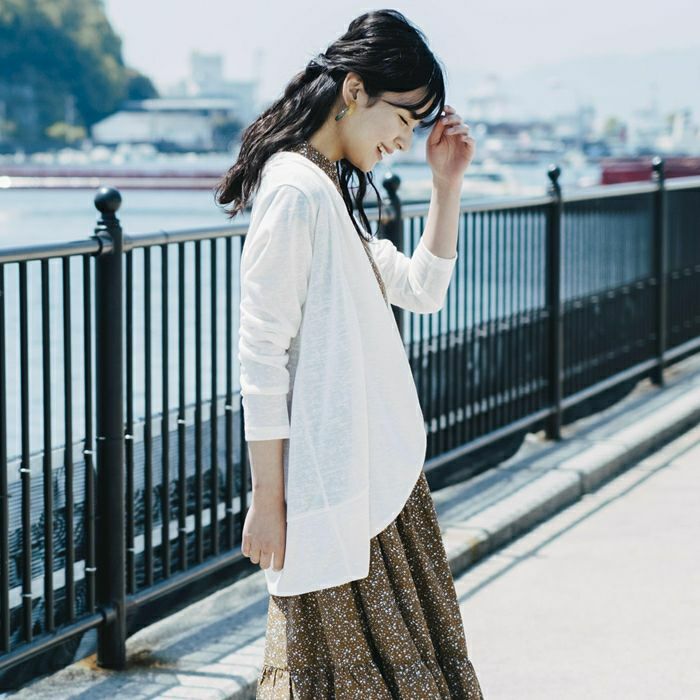 スラブ生地ロングカーディガン レディース 春 夏 M L 長袖 ≪ゆう