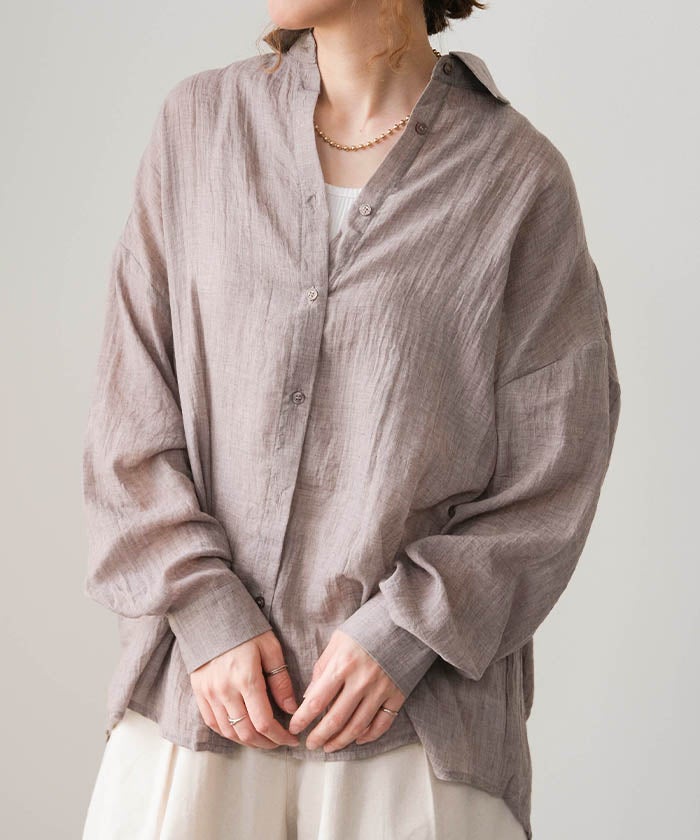 シアーシャツ レディース 春 夏 秋 長袖 M L ガーゼシャツ ≪ゆう