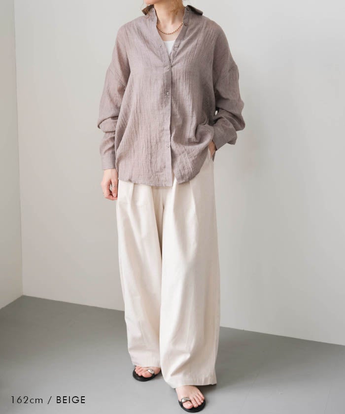 シアーシャツ レディース 春 夏 秋 長袖 M L ガーゼシャツ ≪ゆう
