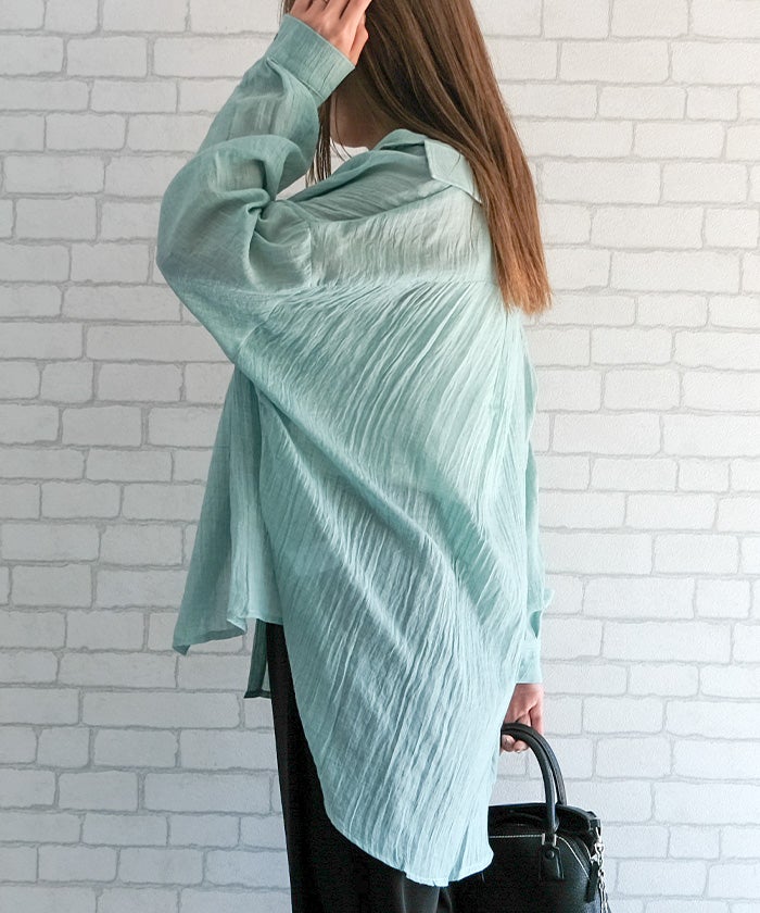 シアーシャツ レディース 春 夏 秋 長袖 M L ガーゼシャツ ≪ゆう