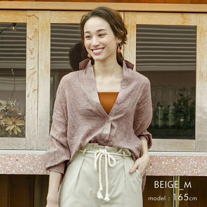 シアーシャツ レディース 春 夏 秋 長袖 M L ガーゼシャツ ≪ゆう