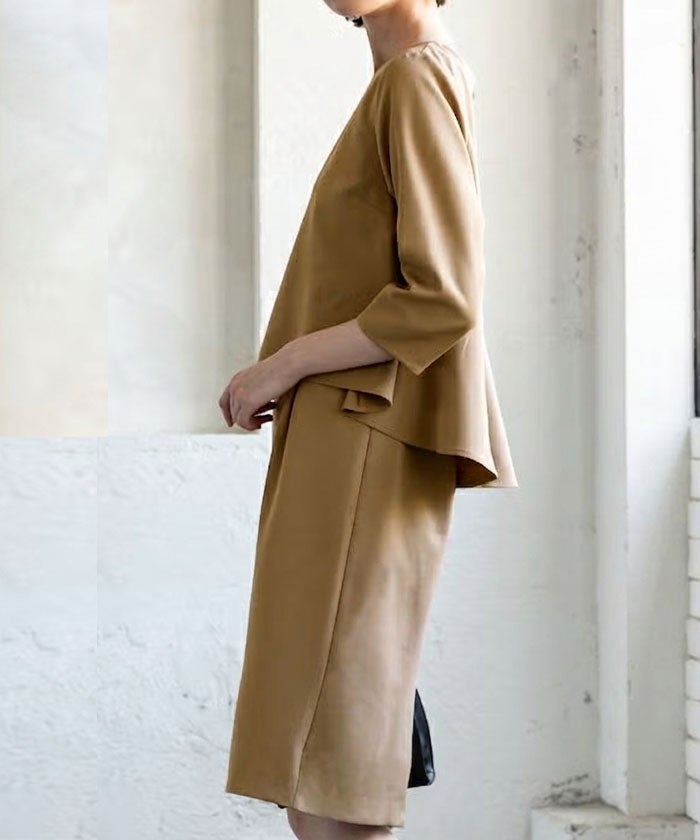 セットアップ風ワンピース レディース 春 秋 S M L 7分袖 8分袖