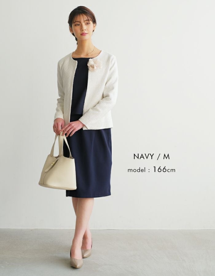 セットアップ風ワンピース レディース 春 秋 S M L 7分袖 8分袖