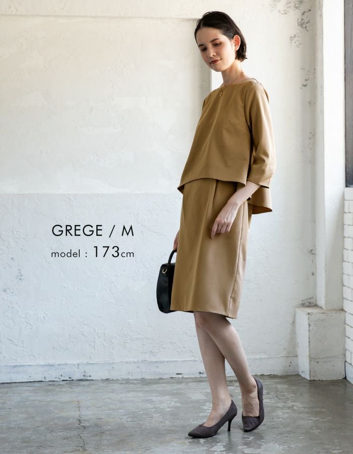 セットアップ風ワンピース レディース 春 秋 S M L 7分袖 8分袖