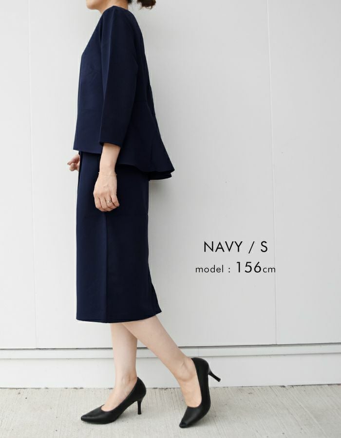 セットアップ風ワンピース レディース 春 秋 S M L 7分袖 8分袖