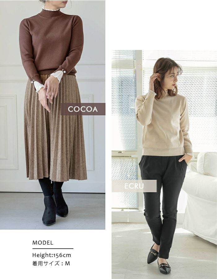 アプ♡ヨーク透け袖シフォンニット 手洗い可能》シフォンプリーツ袖ニット/le.coeur blanc(ルクールブラン