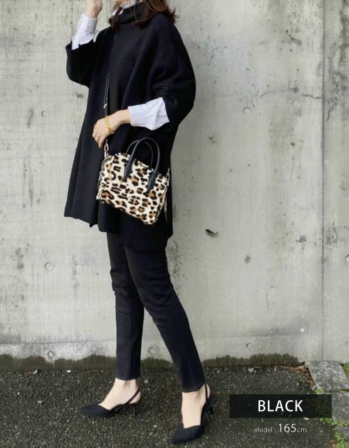 タートルニットポンチョ レディース 秋 冬 ハイネック | アクア