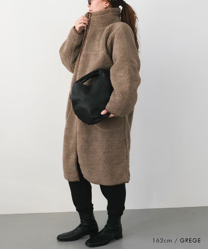 スタンドカラーボアコート レディース 秋 冬 大きいサイズ | アクア