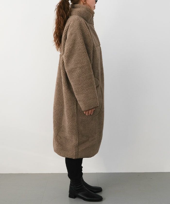 スタンドカラーボアコート レディース 秋 冬 大きいサイズ | アクア