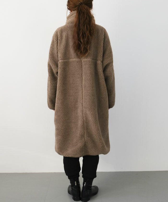 スタンドカラーボアコート レディース 秋 冬 大きいサイズ | アクア