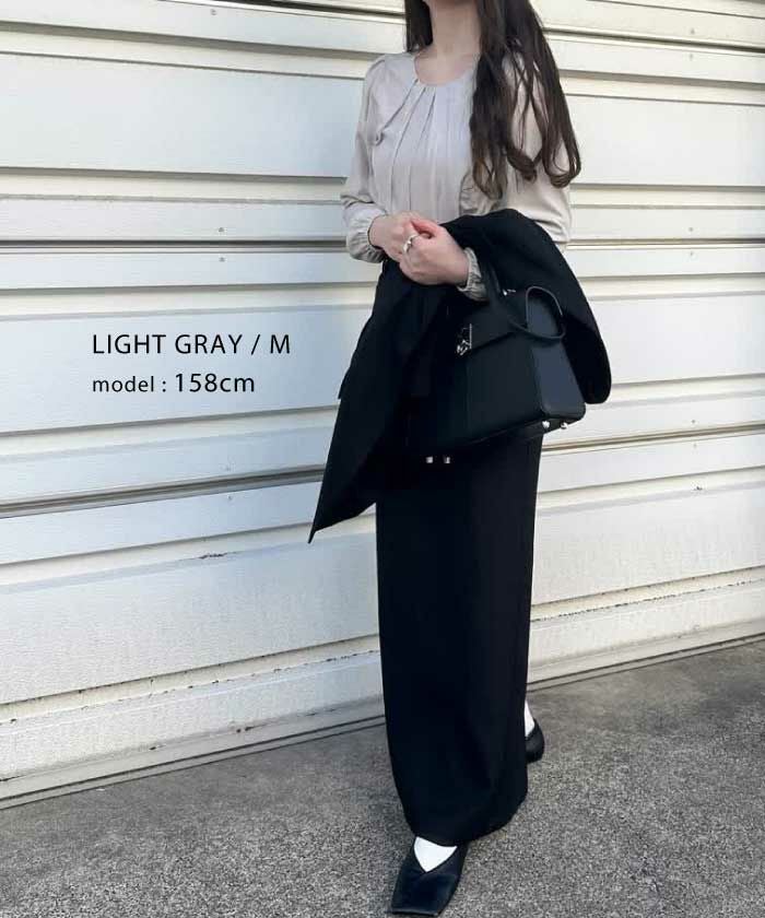 フロントタック裏起毛シフォンブラウス レディース 秋 冬 S M L LL 3L