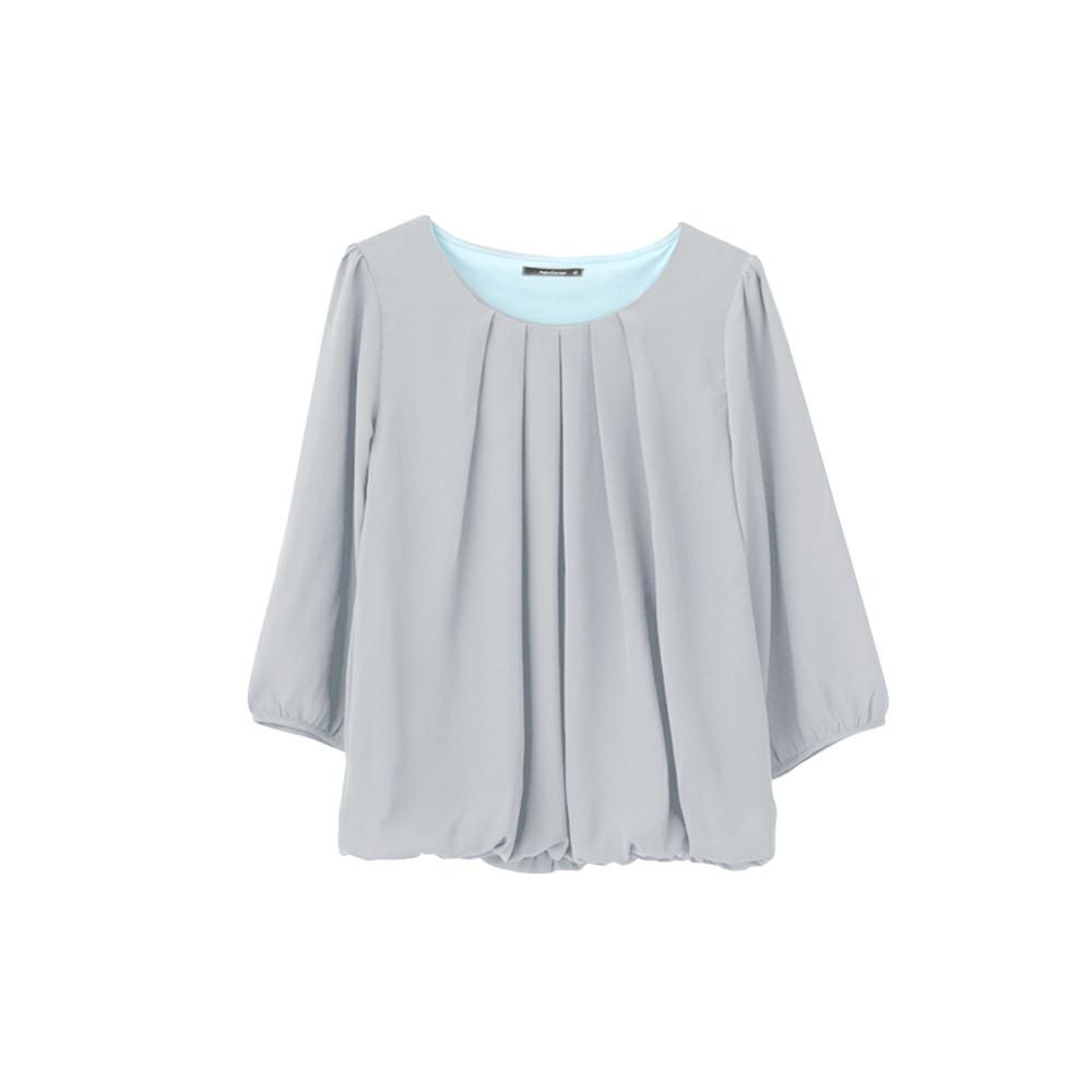 フロントタック裏起毛シフォンブラウス レディース 秋 冬 S M L LL 3L