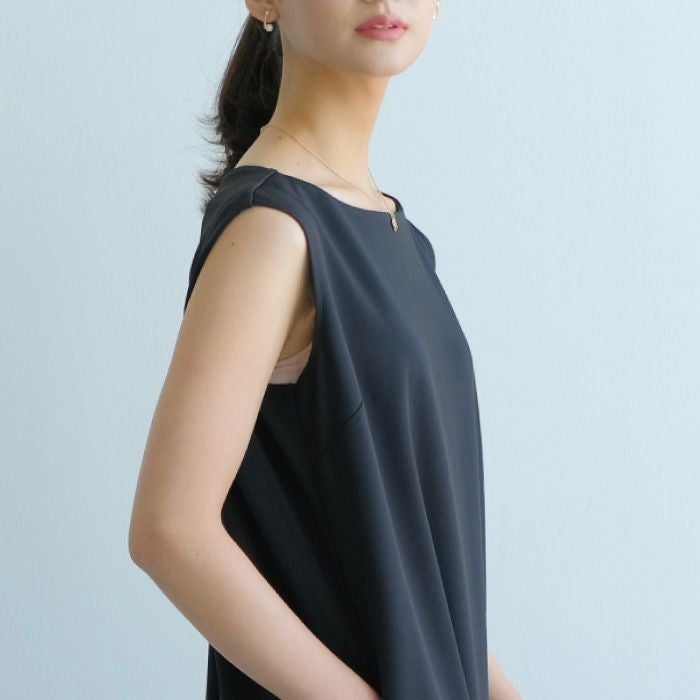 ジャージー素材ノースリーブワンピース｜楽ちん美ライン×夏の快適
