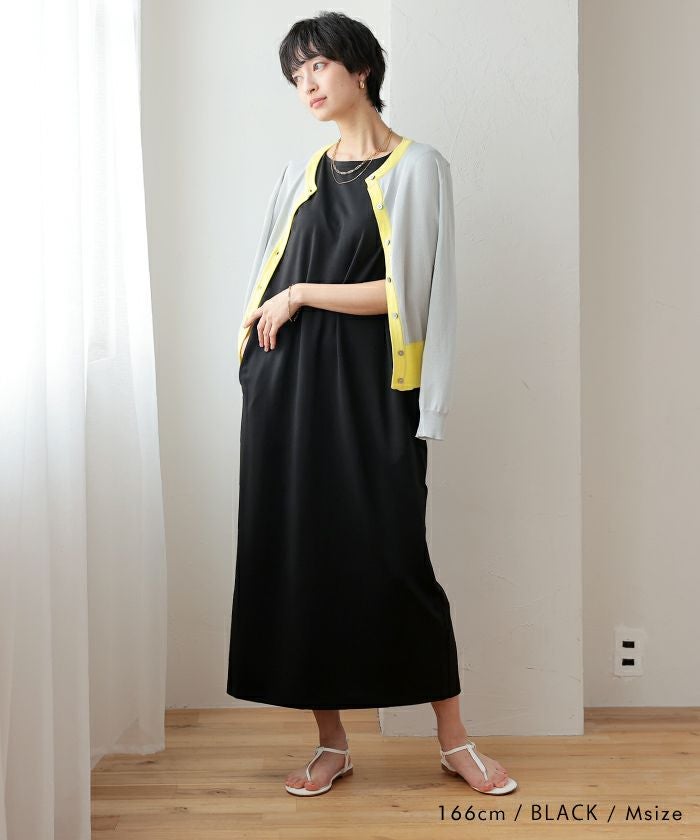 ジャージー素材ノースリーブワンピース｜楽ちん美ライン×夏の快適