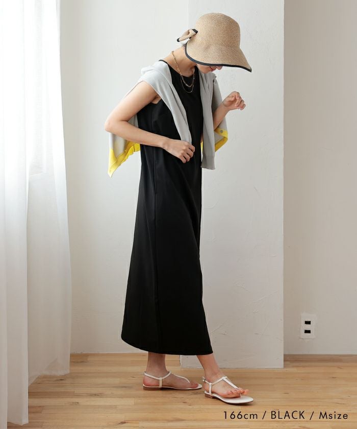 ジャージー素材ノースリーブワンピース｜楽ちん美ライン×夏の快適