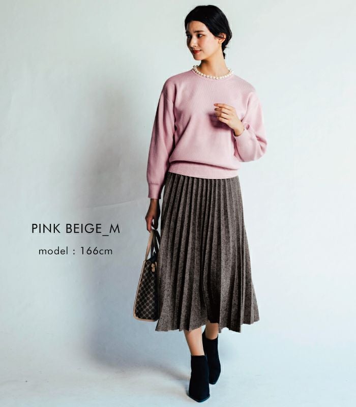 【完売商品】アプ❤︎長袖パールネックニット パールネックニットトップス レディース 秋 冬 長袖 M L | アクア