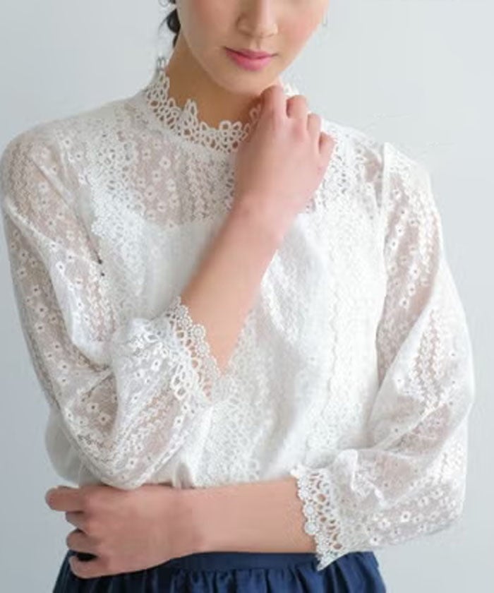 レーストップス×インナーキャミ レディース 春 夏 秋 冬 M L 長袖 七分