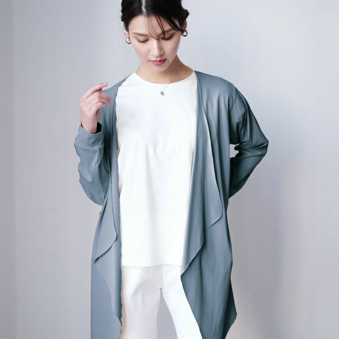 接触冷感ロングカーディガン レディース M L 春 夏 秋 長袖 ≪ゆう