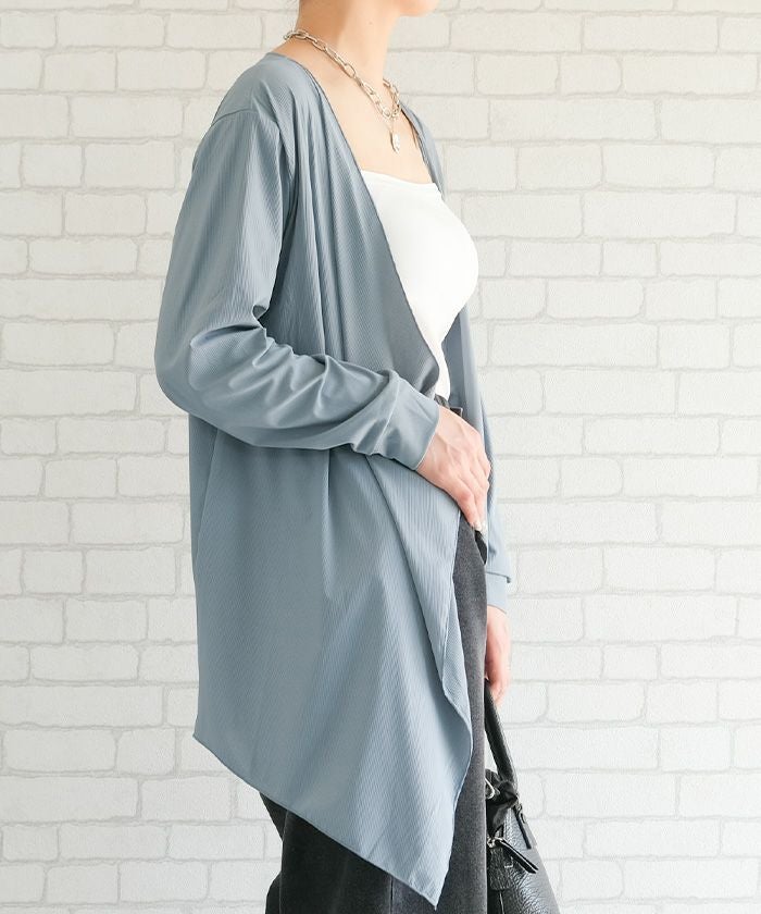 接触冷感ロングカーディガン レディース M L 春 夏 秋 長袖 ≪ゆう