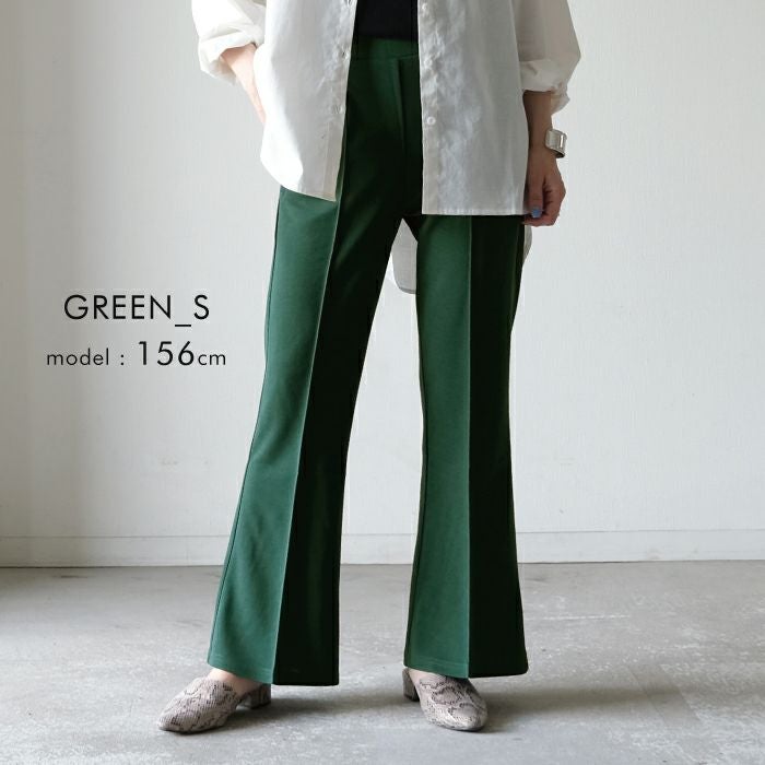 ピンタックセミフレアパンツ レディース 春 夏 秋 S M L テーパード