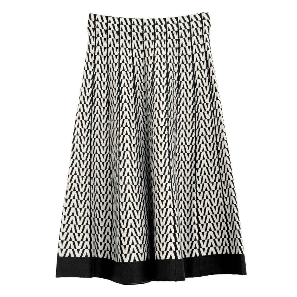 幾何学柄ニットフレアスカート レディース 秋 冬 M L | アクアガレージ