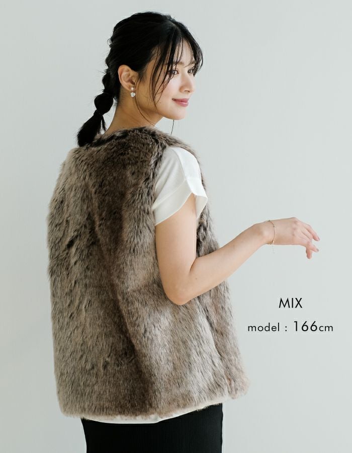 最終値下げ価格】ボリュームフェイクファーベスト レディース 秋 冬