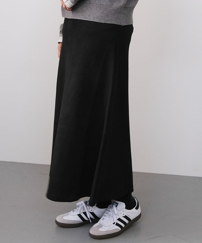 スエードフレアロングスカート レディース 春 秋 冬 ロング丈 S M L