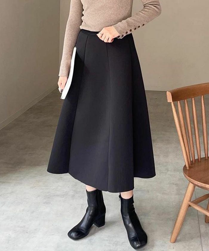 ダンボールニットフレアスカート レディース 秋 冬 M L | アクア