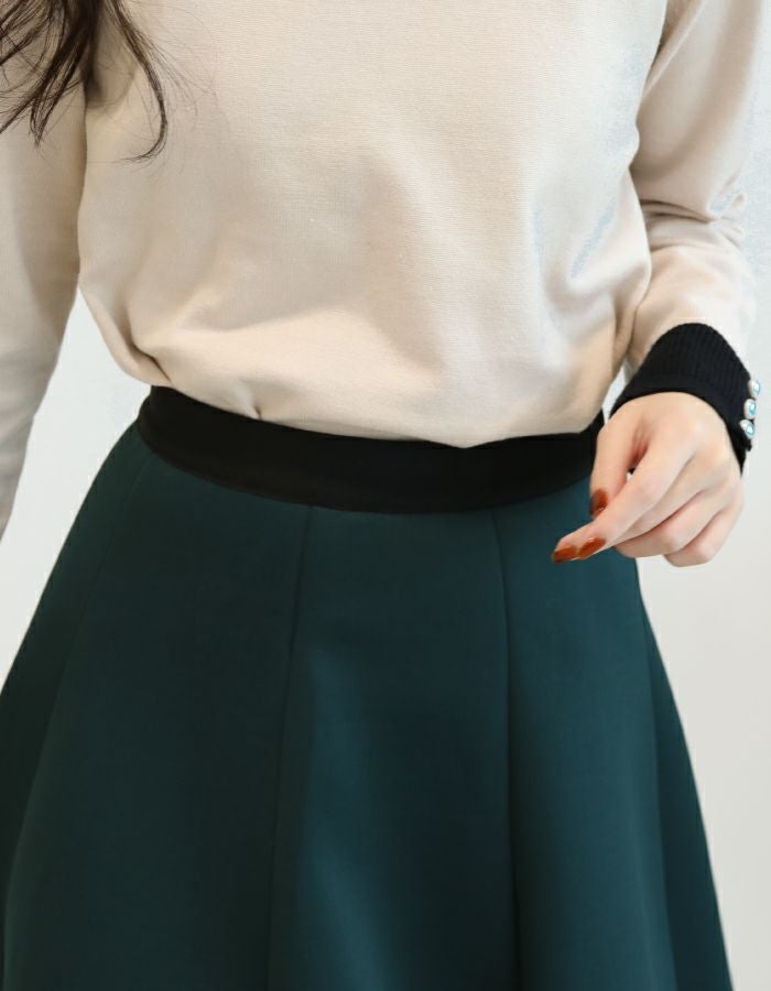 ダンボールニットフレアスカート レディース 秋 冬 M L | アクア