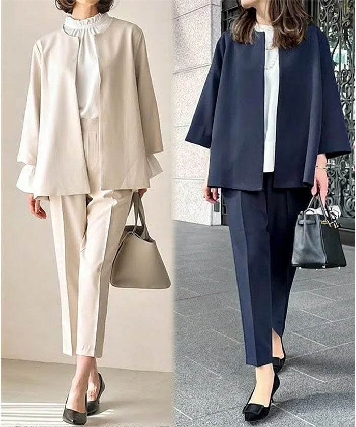 フレアシルエットセットアップスーツ レディース 春 秋 長袖 M L