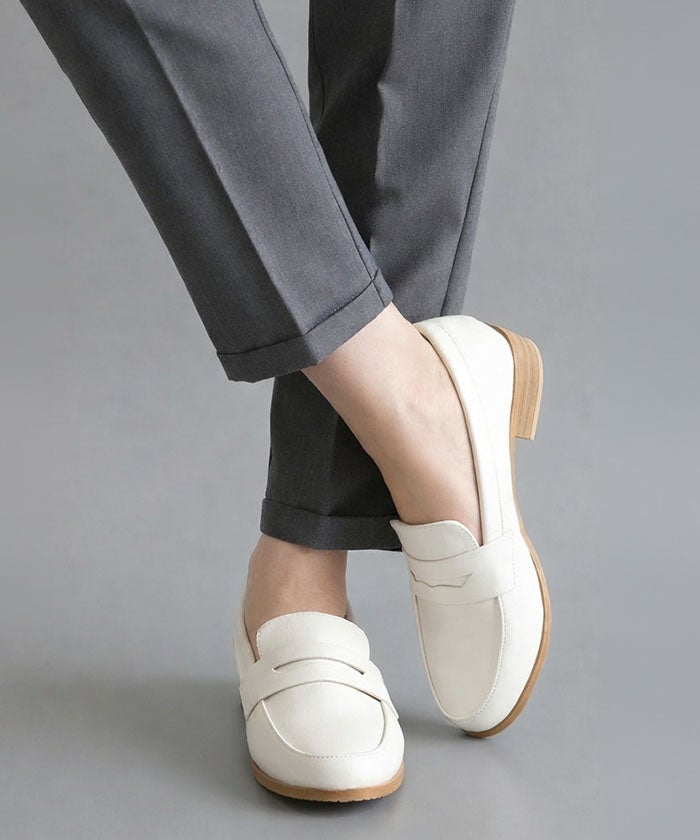 ウッド調ヒールローファー