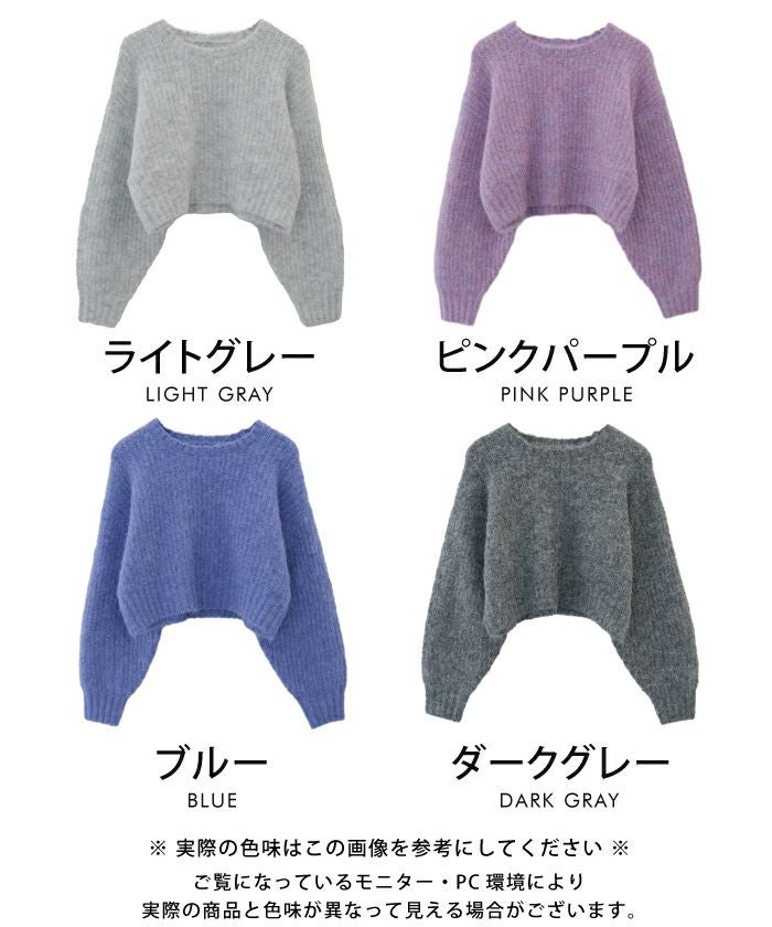 最終値下げ価格】ラウンドネックショート丈ニットトップス レディース