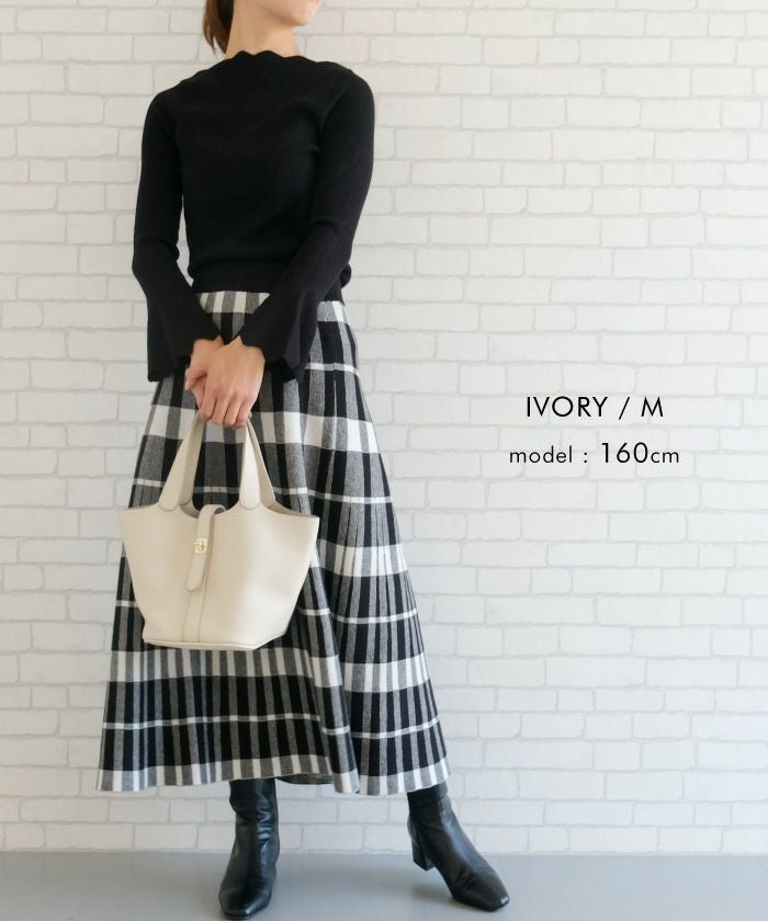 チェック柄フレアニットスカート レディース 秋 冬 | アクアガレージ
