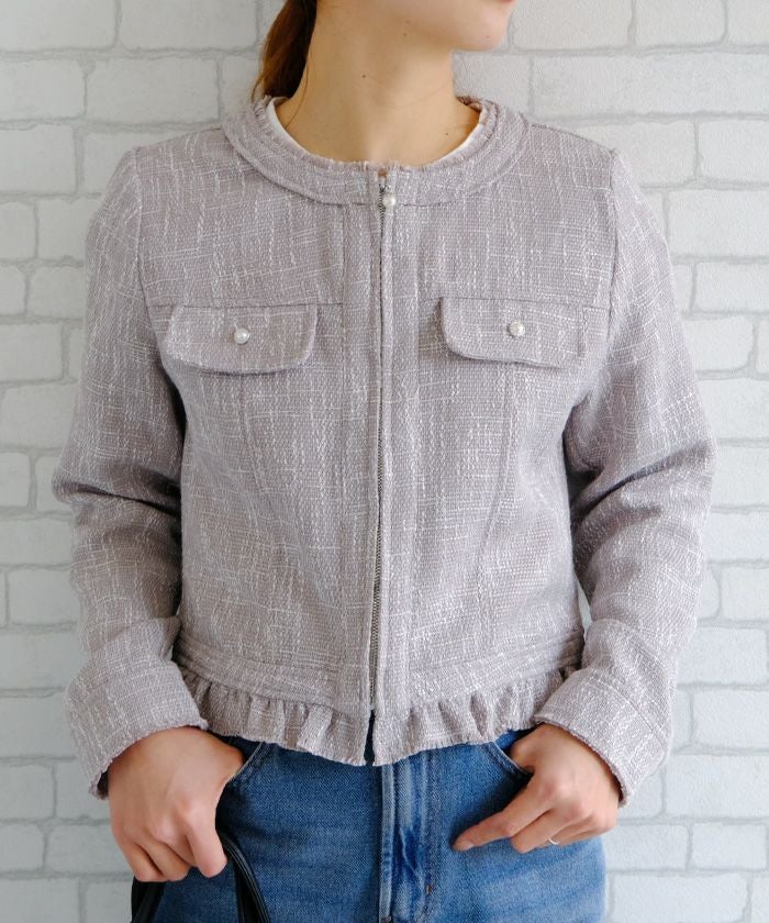 美品♡クレージュ/サマーツイード×デニム切り替えデザインジャケット/ネイビー/L Viaggio Blu | Tweed Items | レディースファッション通販のJ Lounge