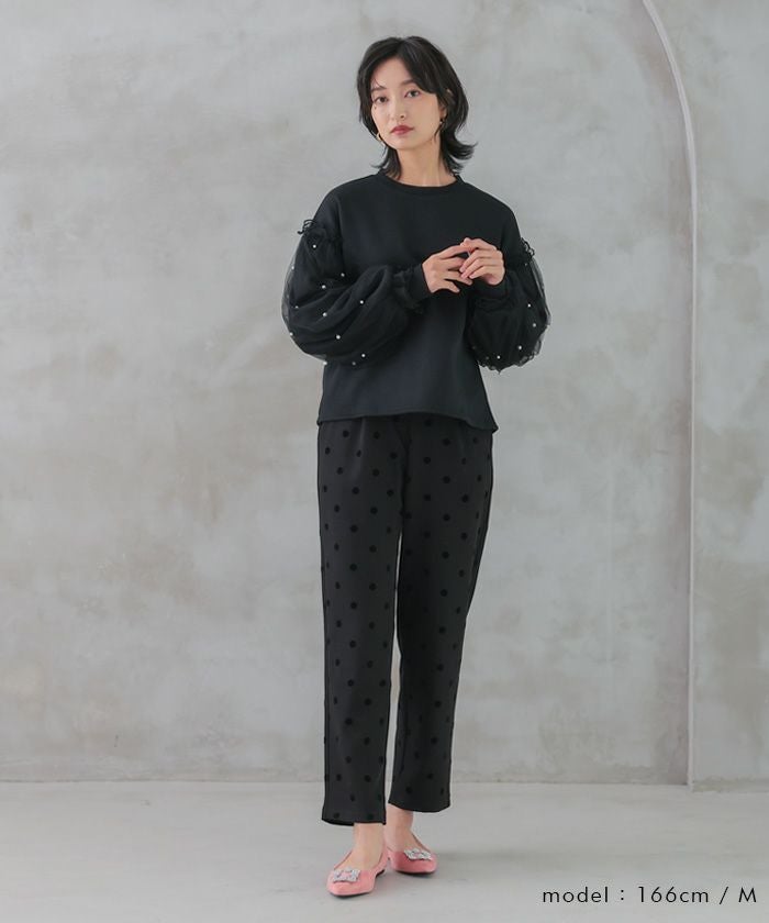 美脚見え◎水玉パンツ テーパード ドット柄 レディース | 公式アクア