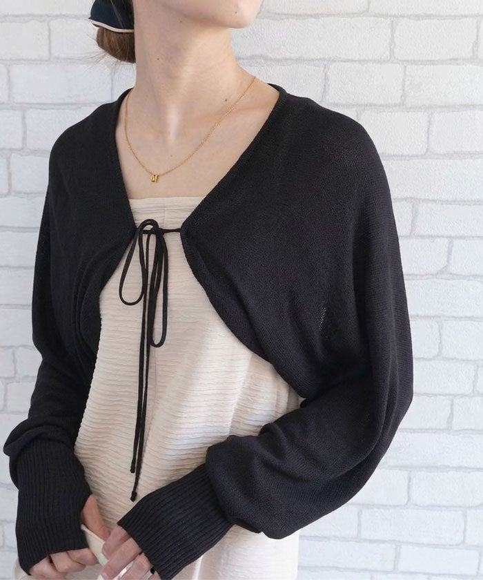 美品♡ケイミー ウォッシャブルニット ボレロ 現行 近年 S ショールカラー 黒 指穴付きニットボレロ レディース 春 夏 秋 ≪ゆうメール便配送20・代