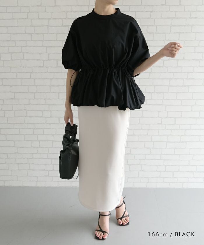 ウエストドロスト裾バルーンブラウス 春 夏 秋 M レディース ≪ゆう