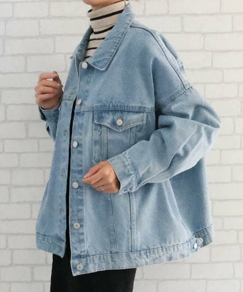 R*様 ☆新品☆ワイドシルエットデニム ジャケット サックスブルー ビックシルエットデニムジャケット 春 秋 冬 M | アクアガレージ