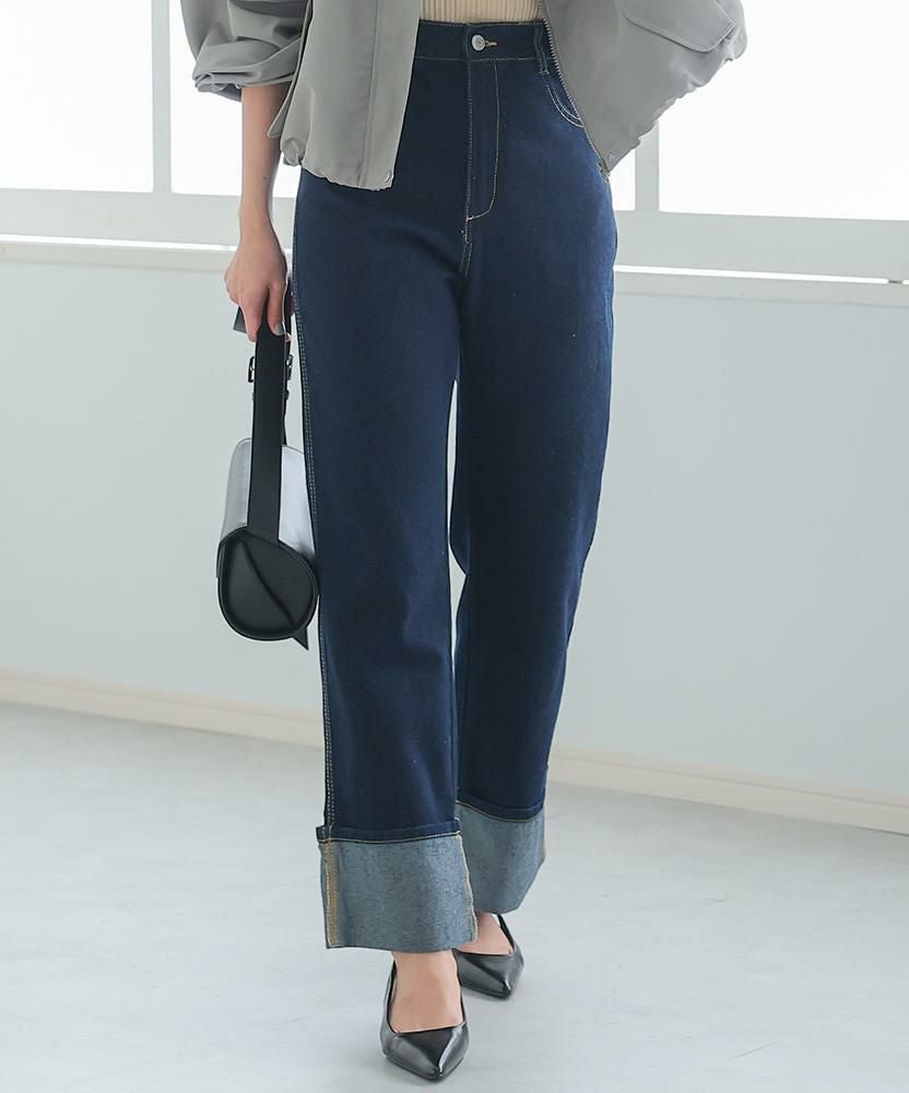 最終値下げ価格】ロールアップデニムパンツ 春 夏 秋 冬 M | アクア