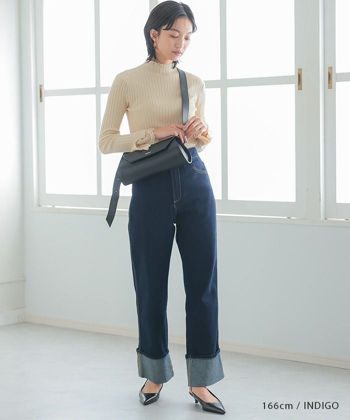 最終値下げ価格】ロールアップデニムパンツ 春 夏 秋 冬 M | アクア