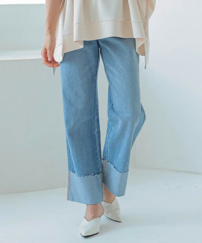 最終値下げ価格】ロールアップデニムパンツ 春 夏 秋 冬 M | アクア