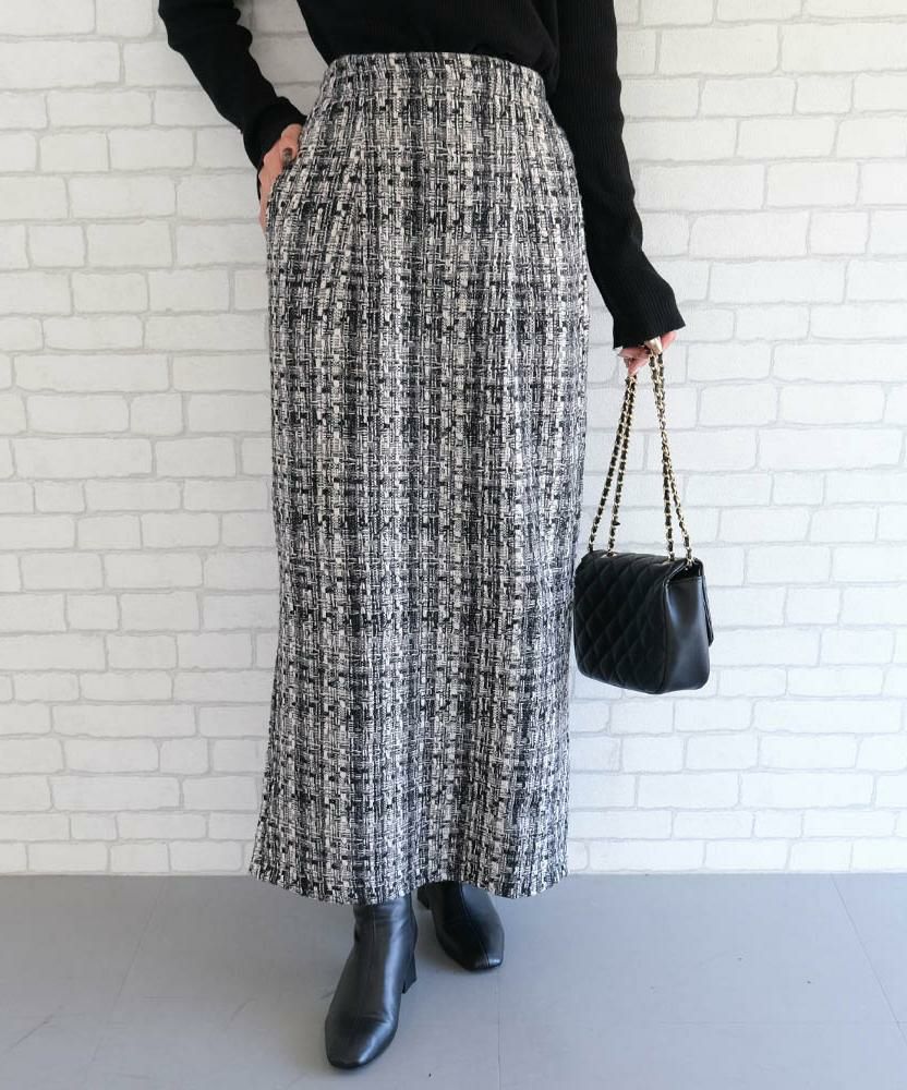 セットアップ可】ツイードハイウエストタイトスカート 春 秋 冬 M
