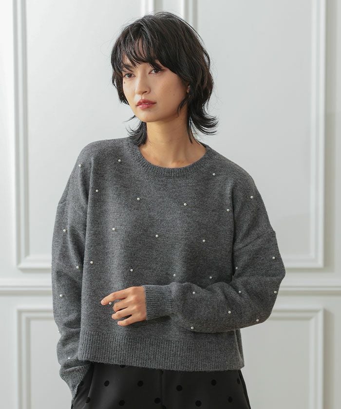 パールorビジューニットトップス 春 秋 冬 | アクアガレージ