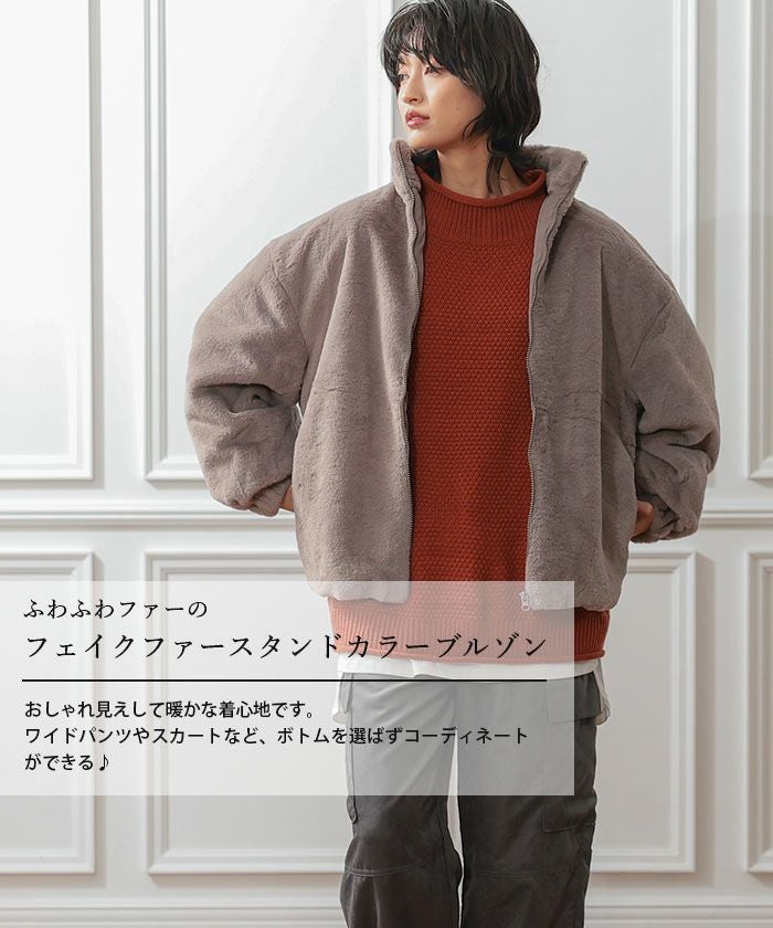 フェイクファースタンドカラーブルゾン 秋 冬 M | アクアガレージ